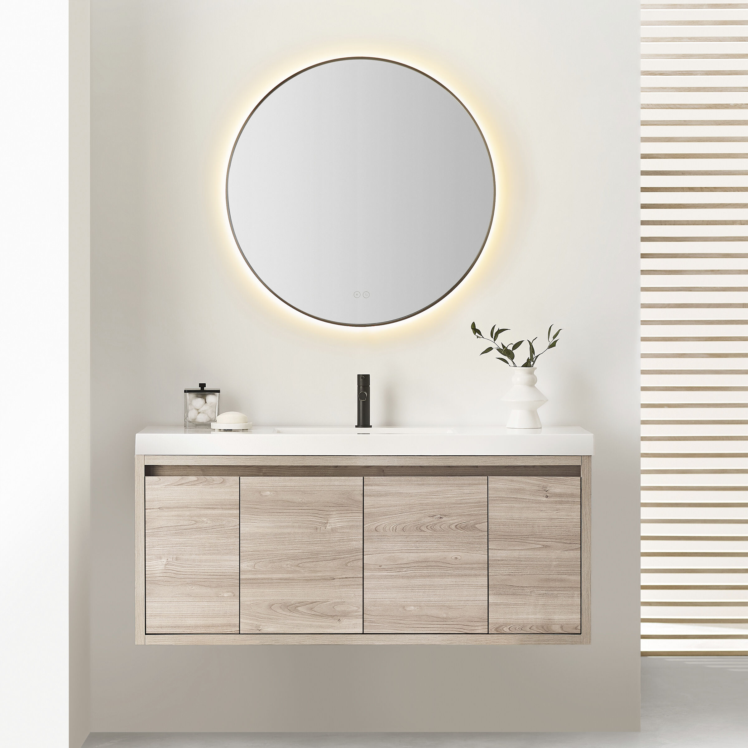 Cadre 30 X 30 inch Brushed Nickel Backlit Wall Mirror